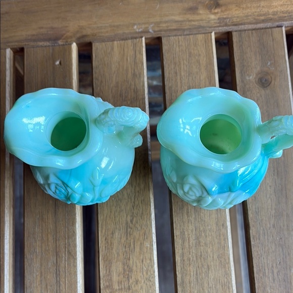 Vintage Avon Green Blue and White Floral Small Pitchers - Picture 2 of 12